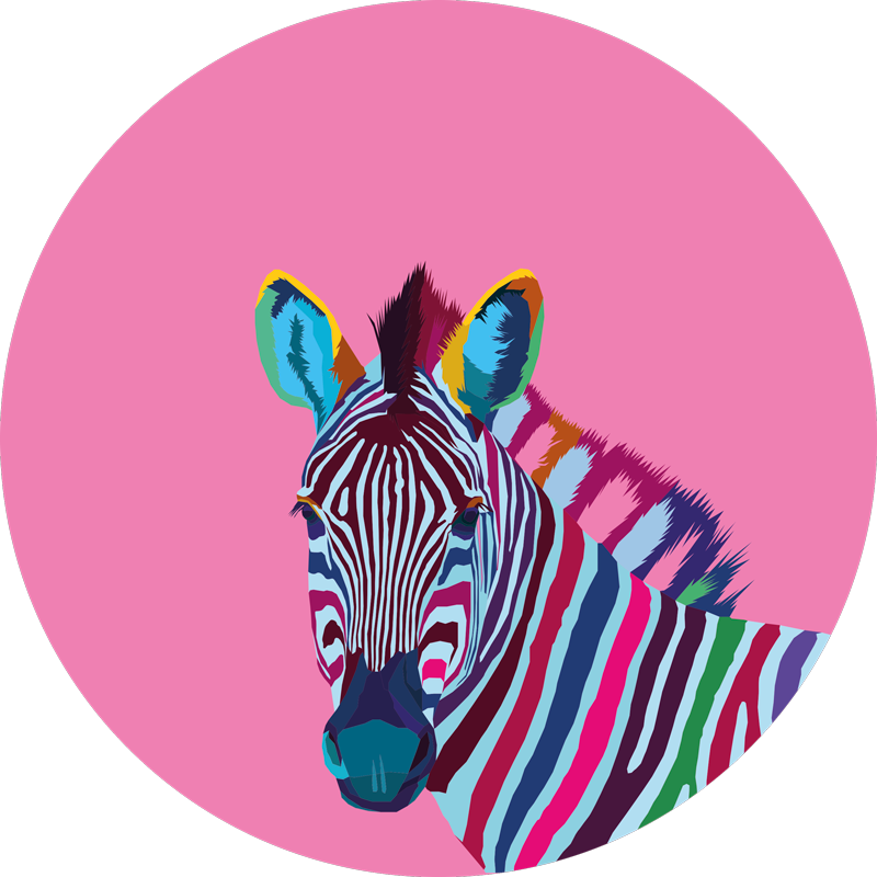 Zebra pop art animal tapete círculo - TenStickers