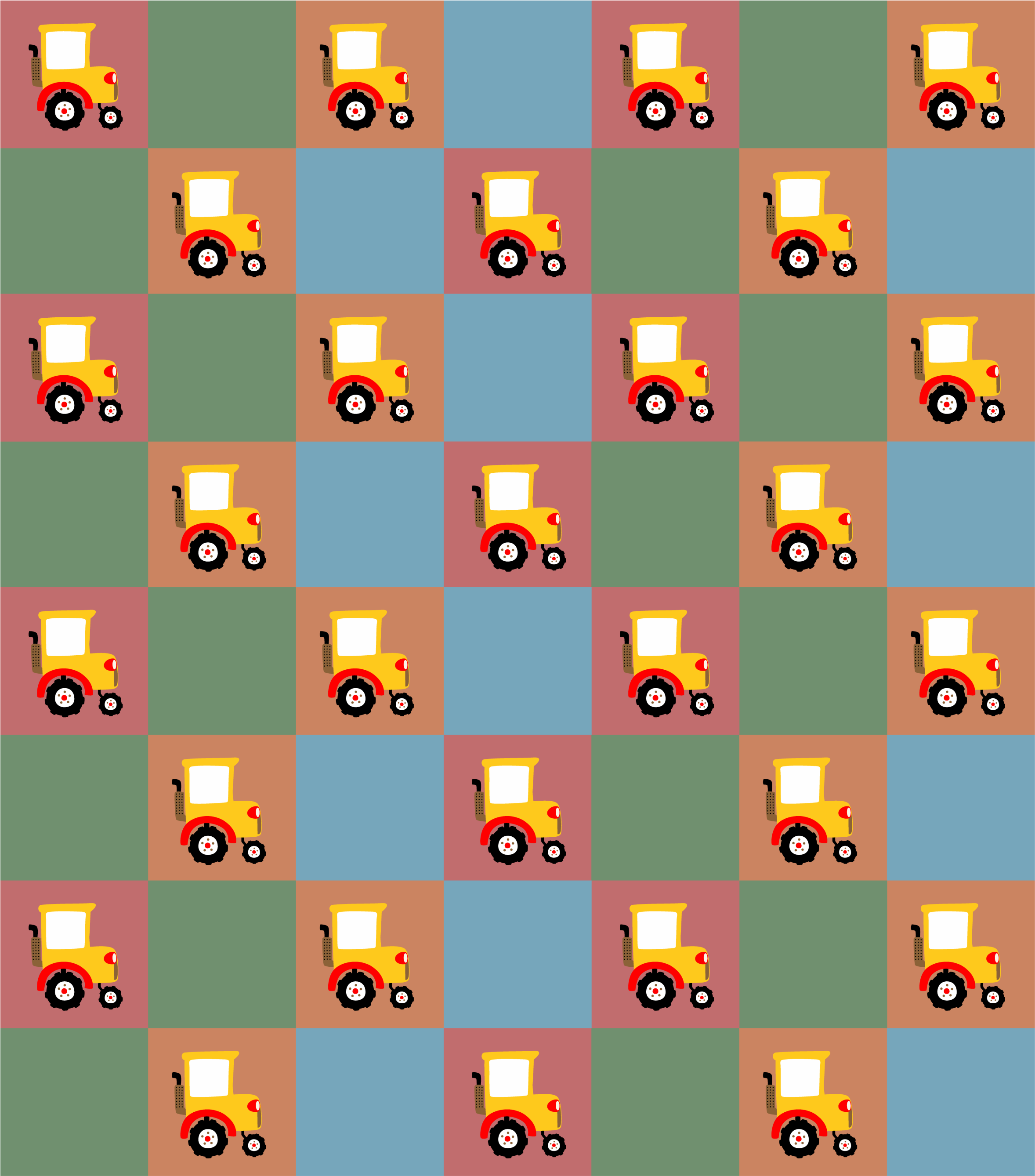 Tapete vinílico criança padrão de trator - TenStickers