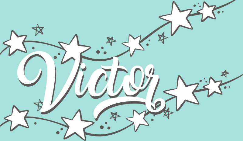 Estrelas com tapete de vinil infantil com nome - TenStickers
