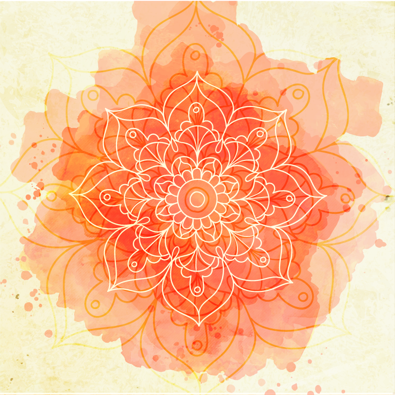 Tapete floral com produtode mandala de lótus - TenStickers