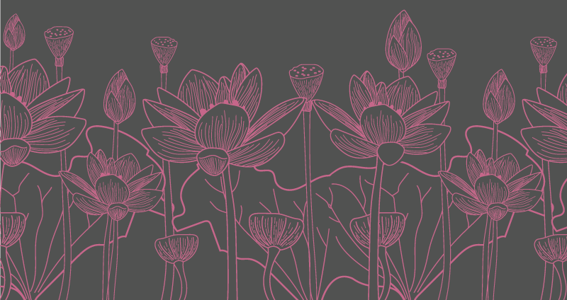 Tapete vinílico flores e plantas esboço de contorno floral - TenStickers