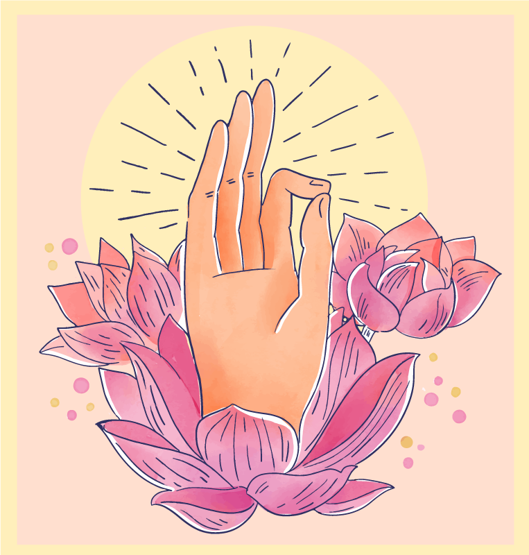 Tapete floral de lótus nas mãos - TenStickers