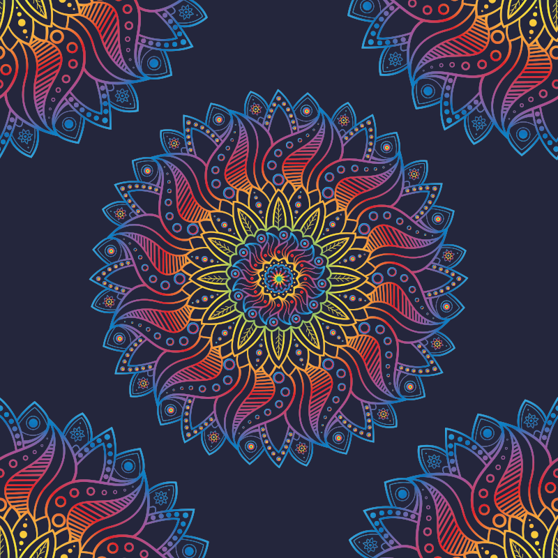 Tapete de vinil de cores vivas mandala - TenStickers