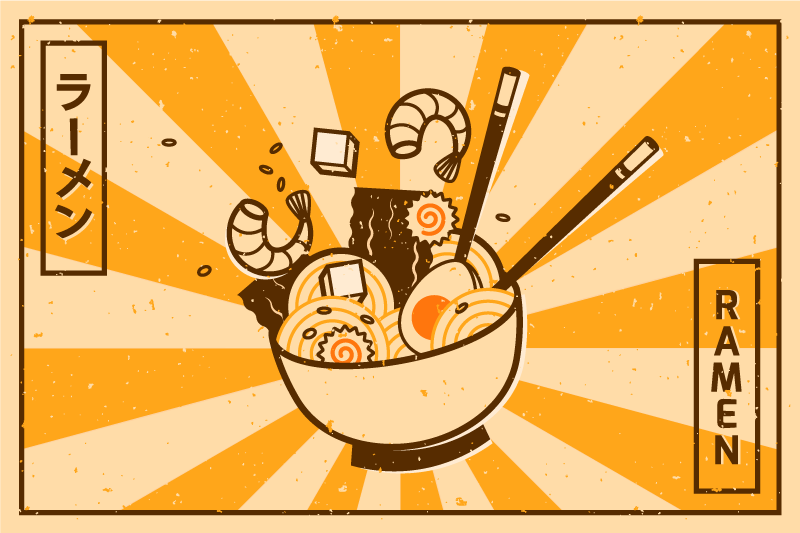 Ladrilhos de cozinha de comida japonesa fofa - TenStickers