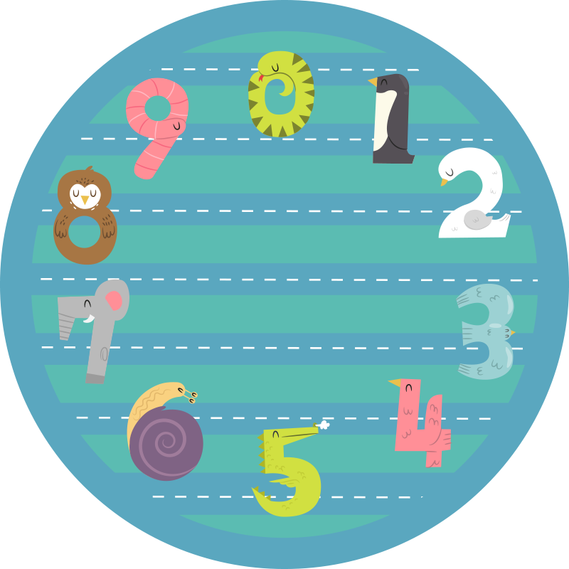 Tapete de vinil infantil com números de animais - TenStickers