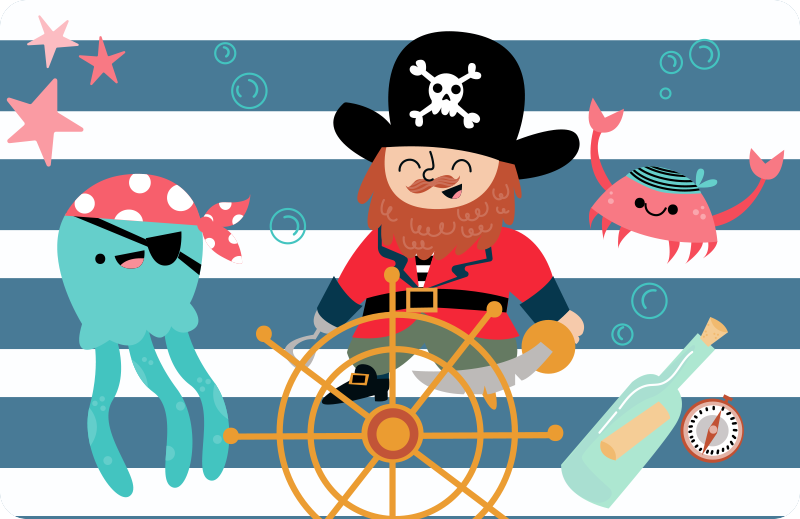 Tapete de vinil infantil de elementos piratas - TenStickers