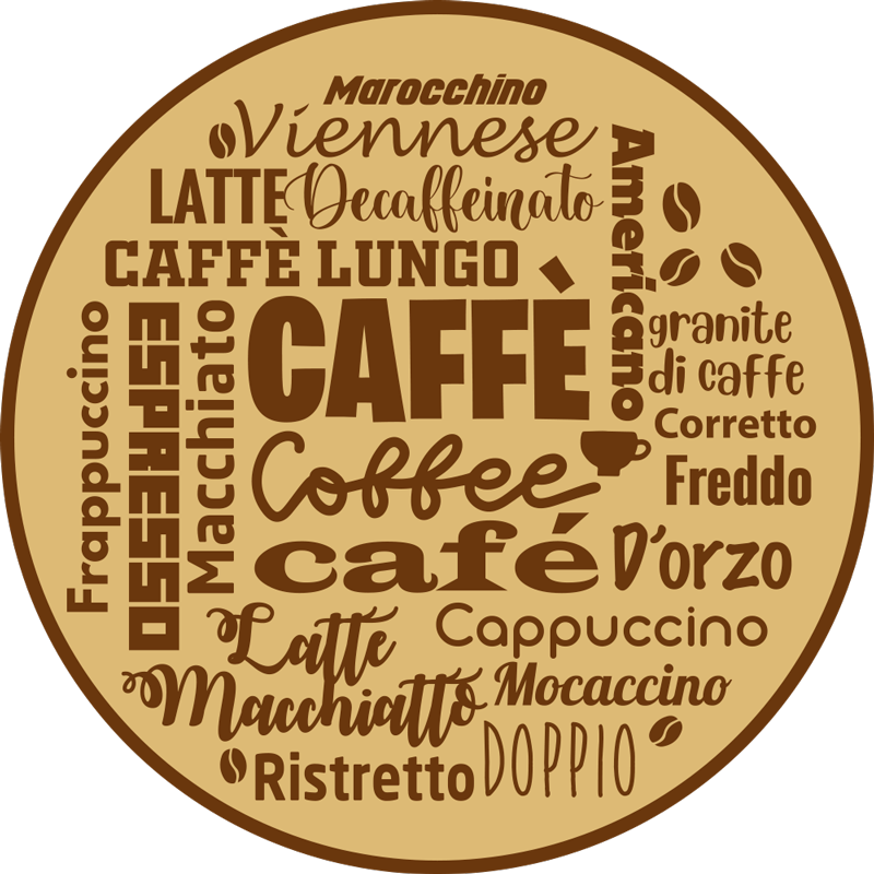 Tapete de vinil de café multilíngue - TenStickers