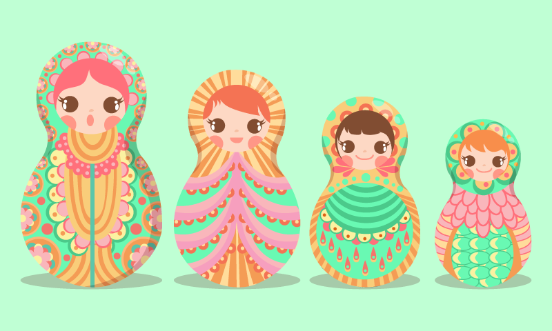 Tapete vinílico criança padrões de matryoshka - TenStickers