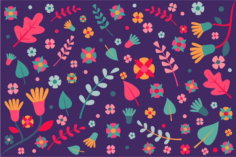 Tapete vinílico flores e plantas explosão de cor floral - TenStickers