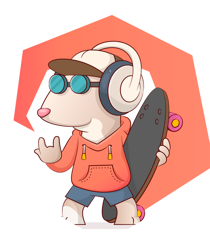 Tapete vinílico criança ilustração de rato skatista - TenStickers