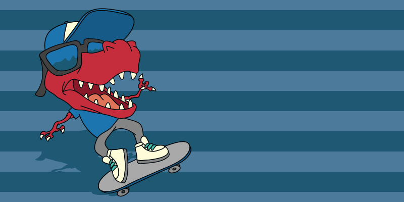 Tapete vinílico criança dinossauro de skate - TenStickers
