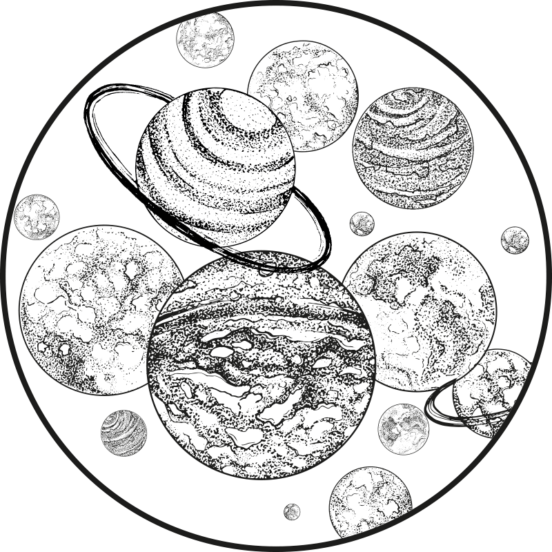 Tapete preto e branco de vinil do sistema solar - TenStickers