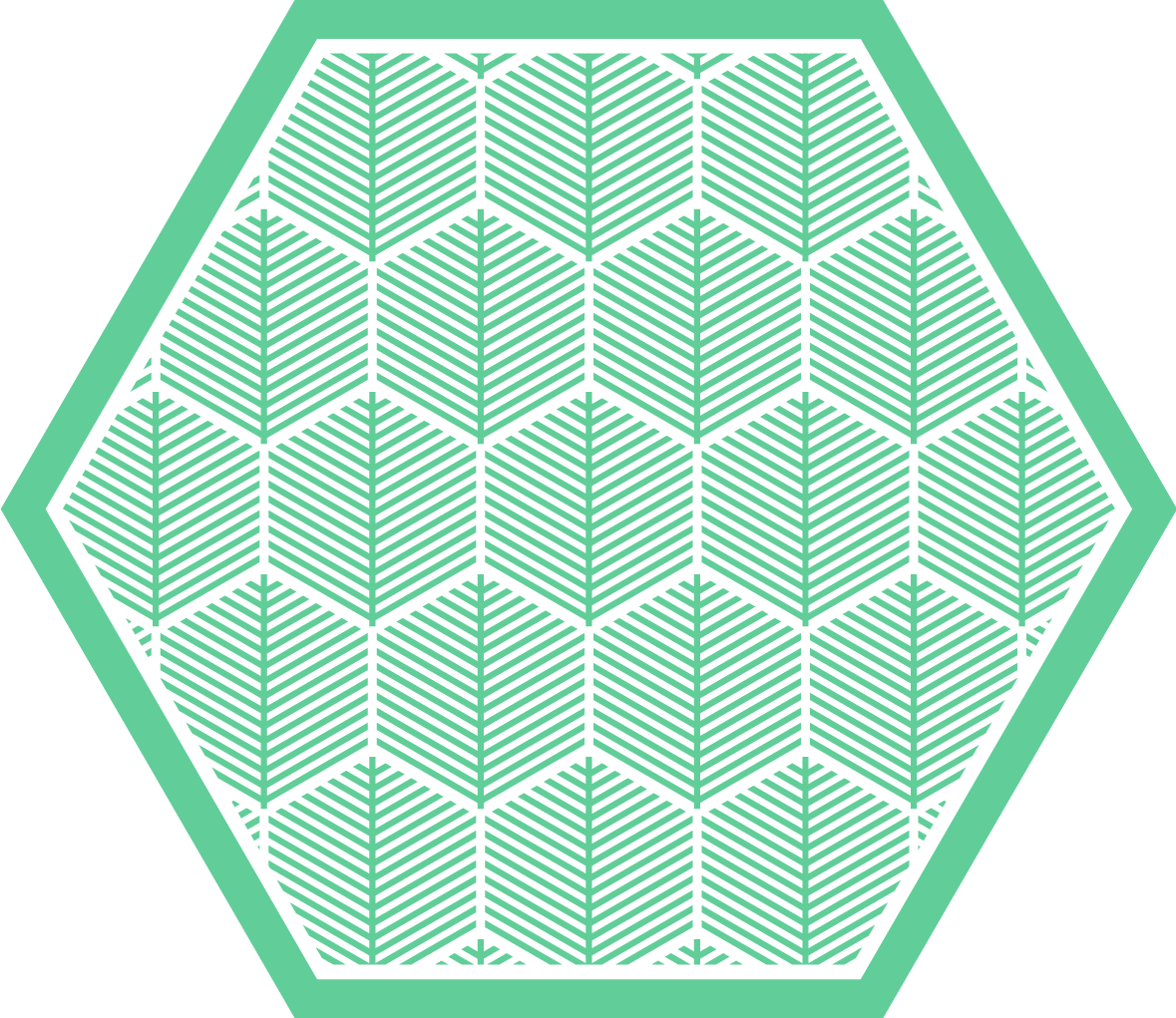 Tapete floral em forma de hexágono de plantas verdes - TenStickers