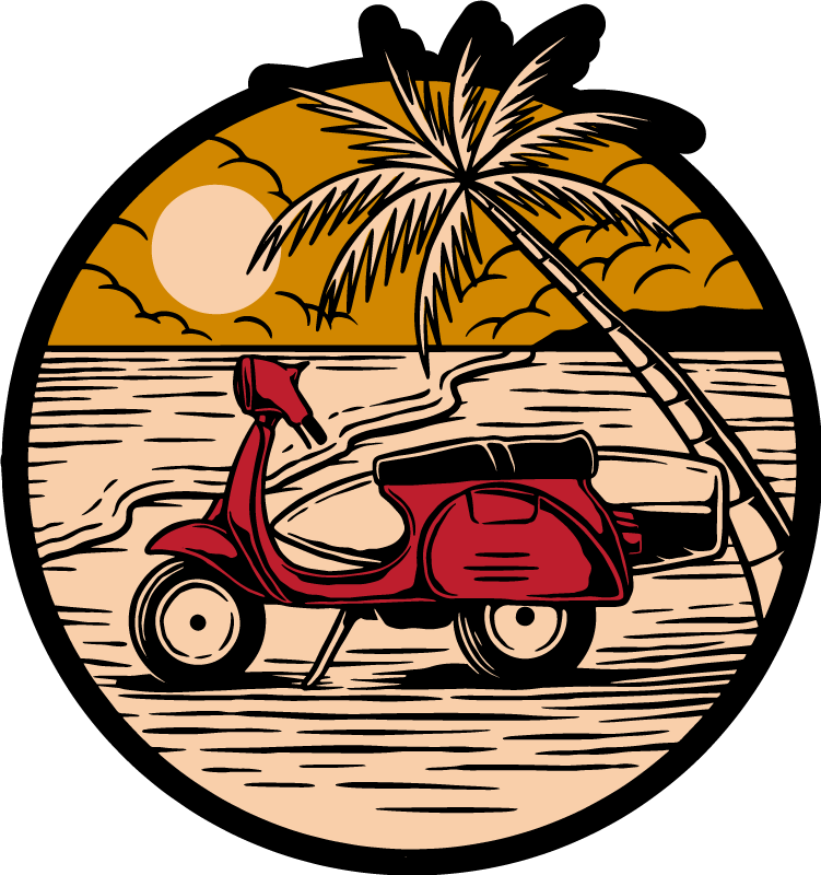 Moto vermelha na praia tapete de vinil natural - TenStickers