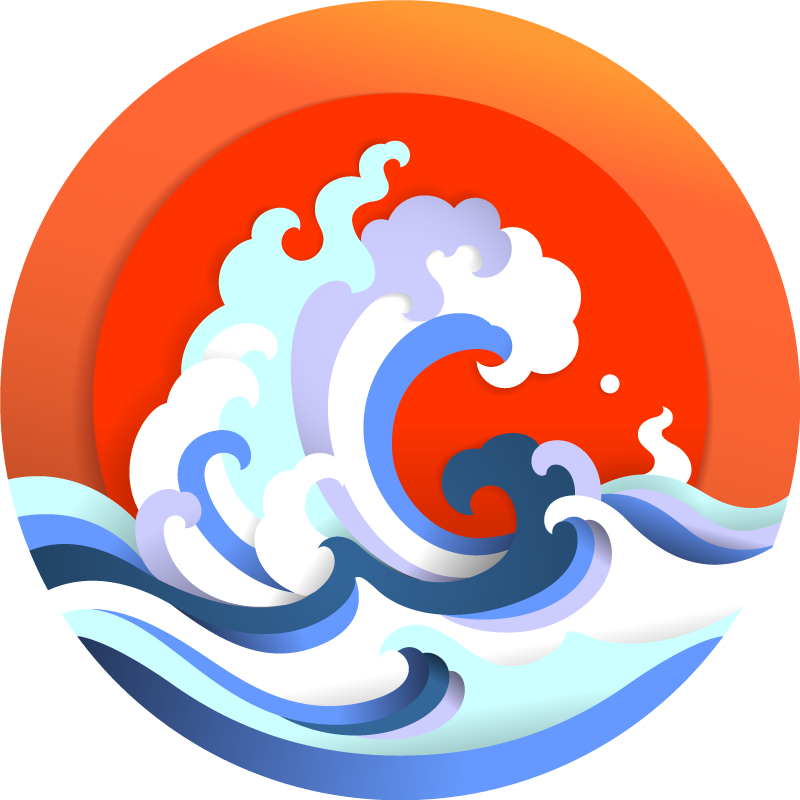 Tapete vinílico natureza círculo de ondas oceânicas - TenStickers