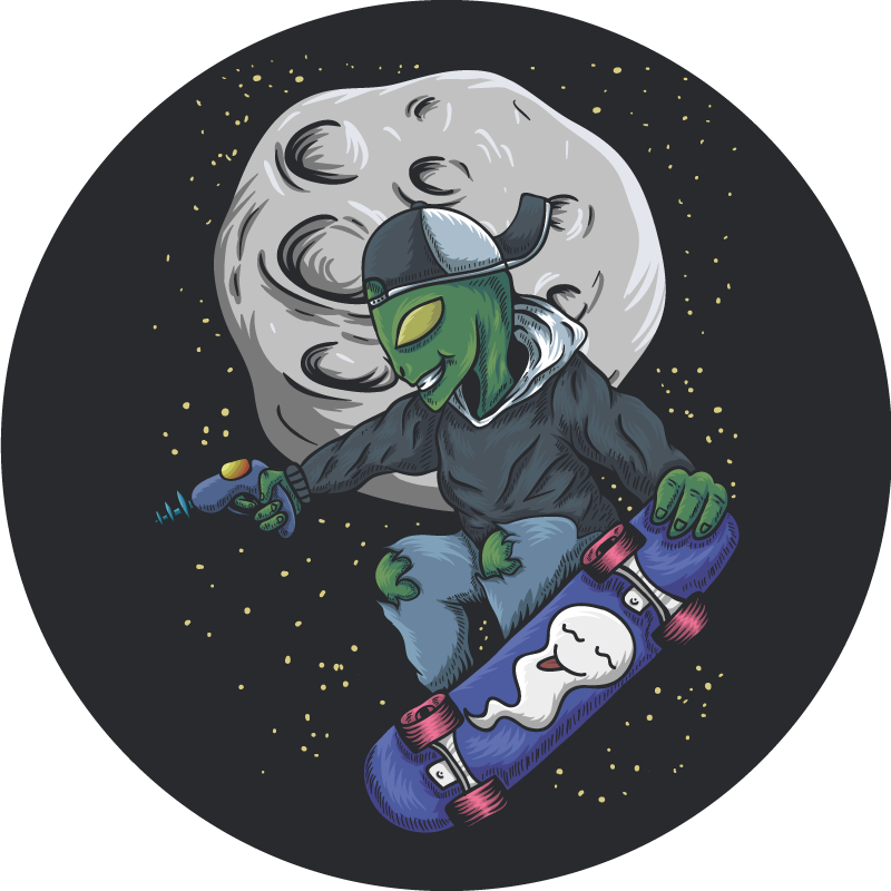 Skate alienígena na lua tapete de vinil juvenil - TenStickers