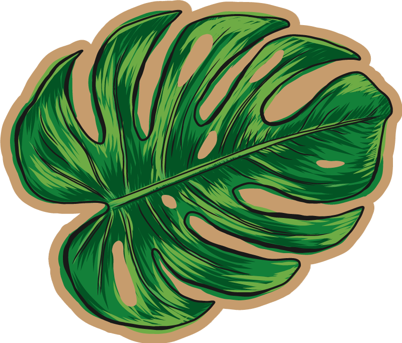 Monstera leave shape floral tapete - TenStickers