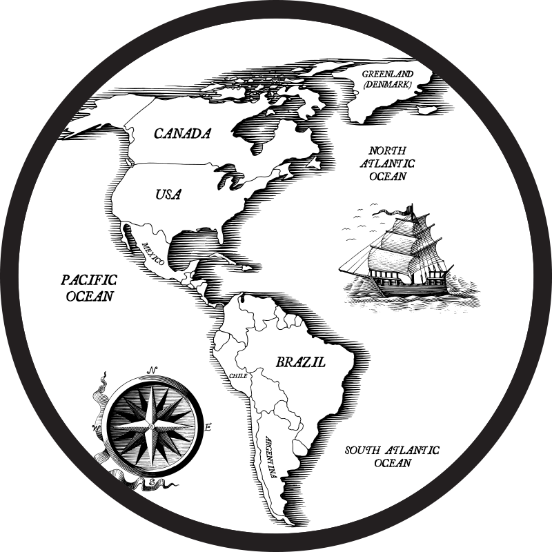 Tapete de mapa mundial do continente americano - TenStickers