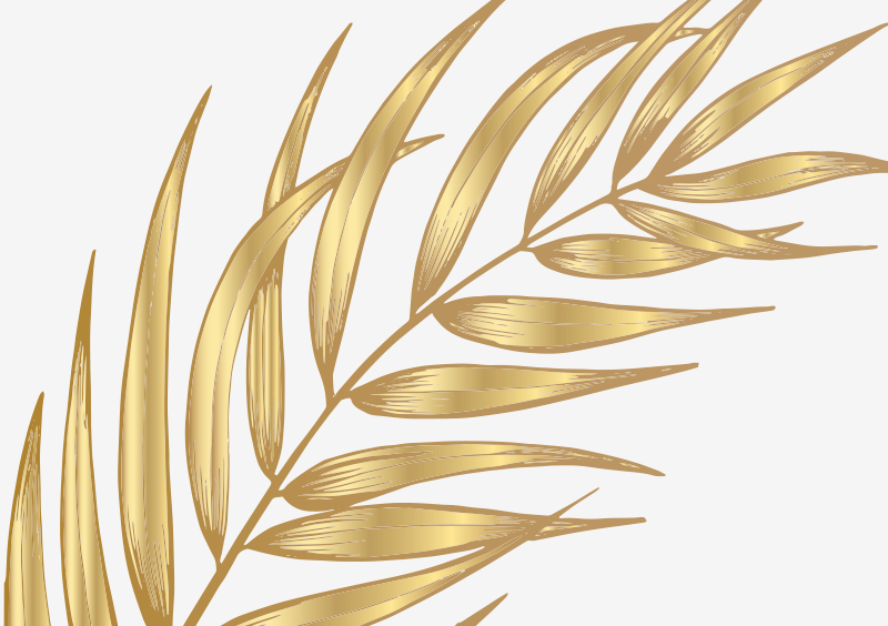 Tapete floral em folha de palmeira dourada - TenStickers