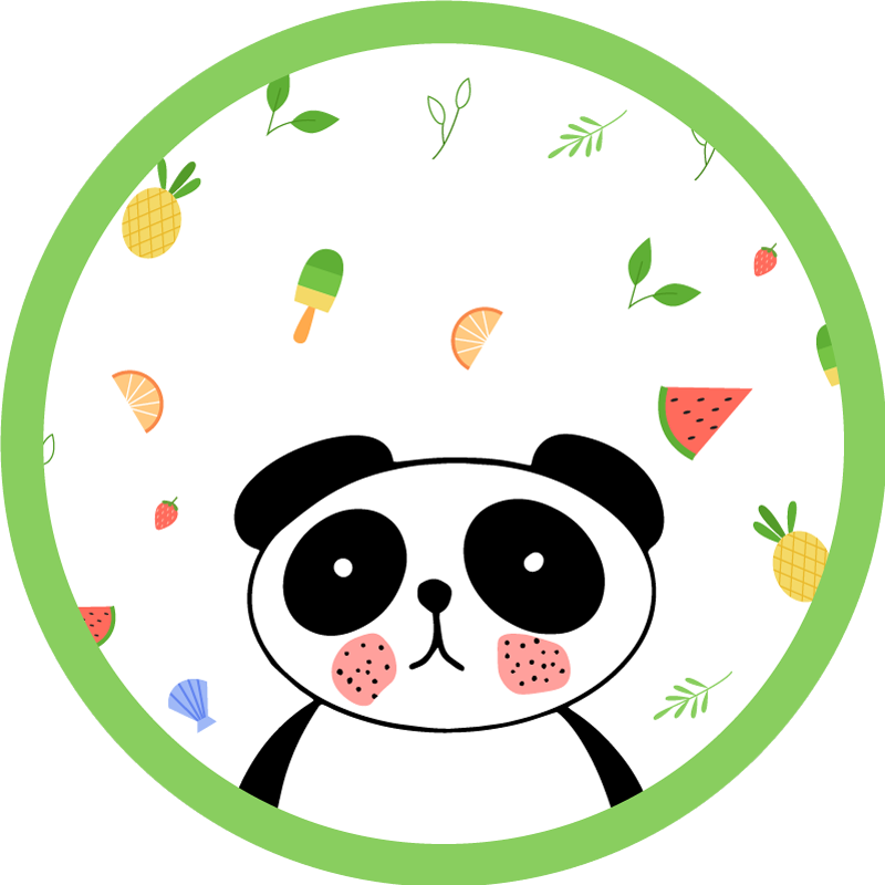 Tapete vinílico infantis círculo de panda fofo - TenStickers