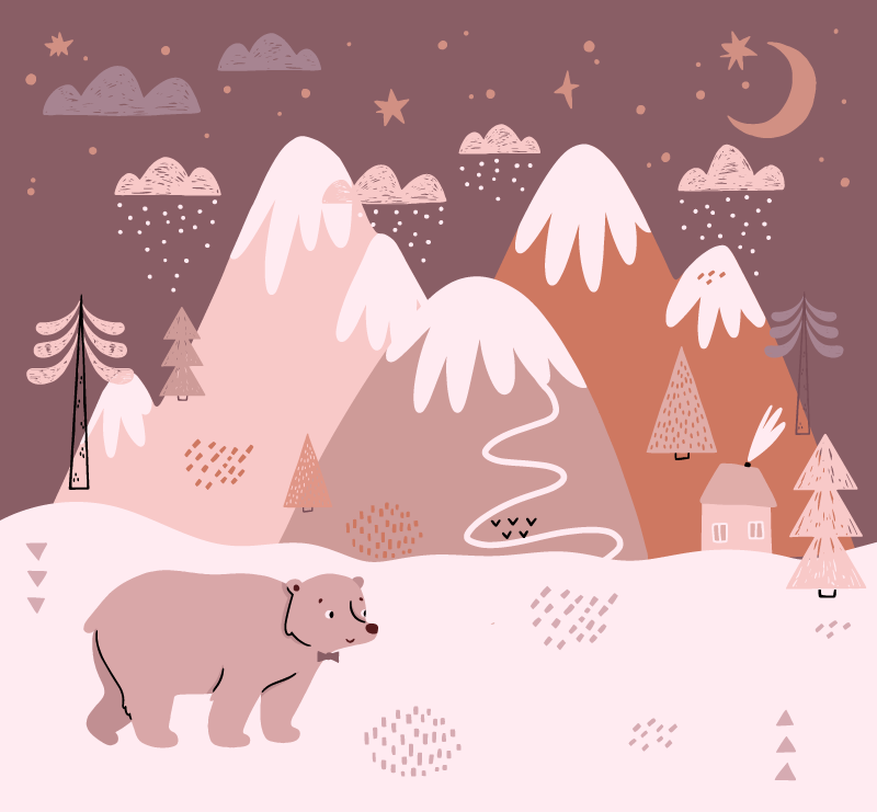 Tapete vinílico criança conforto da paisagem de inverno - TenStickers