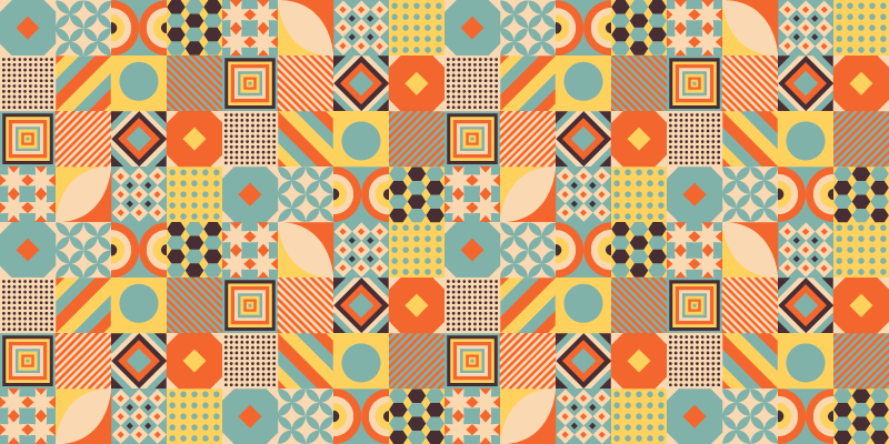 Tapete vinílico geométricas conceito de azulejo animado - TenStickers