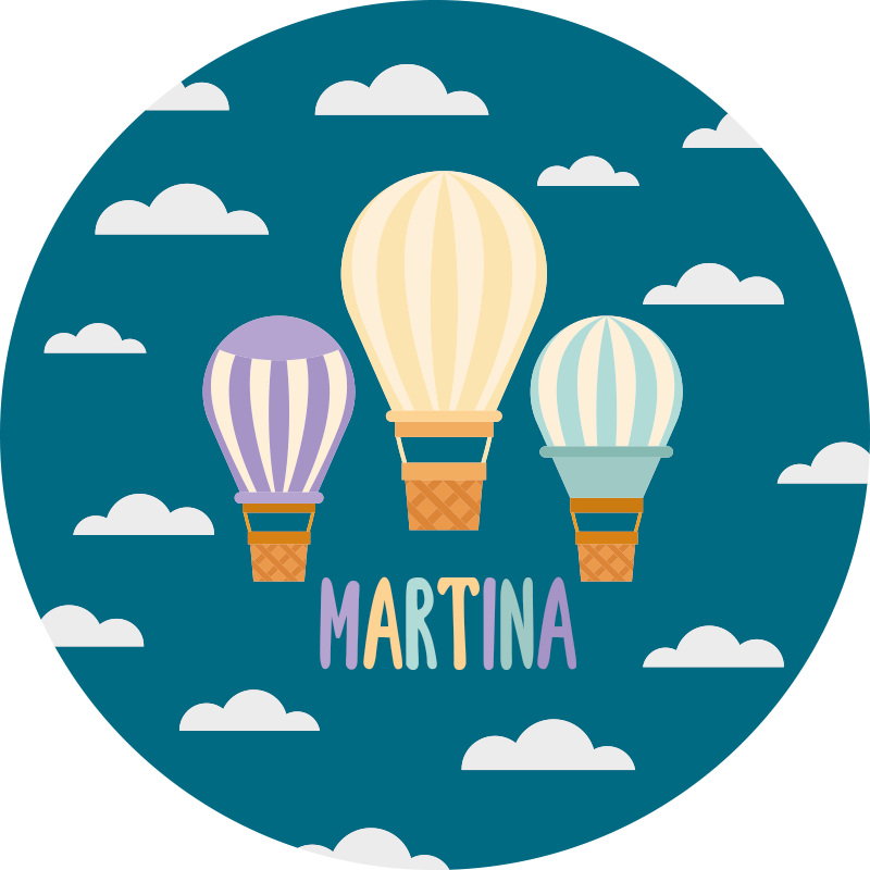 Tapete vinílico criança balões de ar com nome - TenStickers