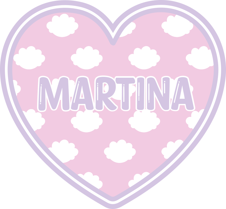 Tapete vinílico com nome coração em forma de nuvens - TenStickers