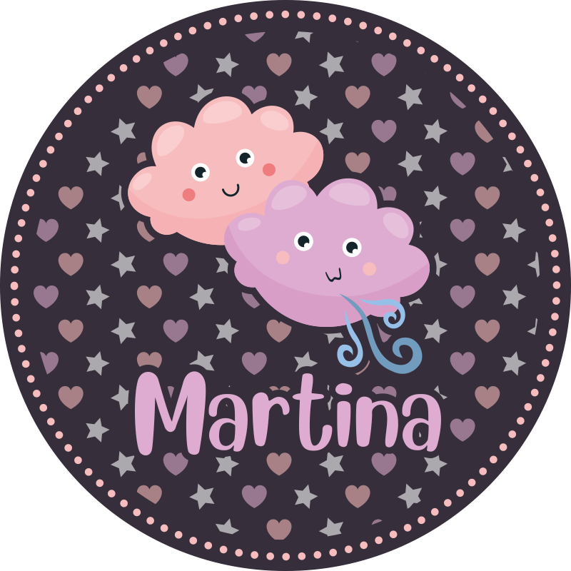 Tapete vinílico criança nuvens roxas com nome - TenStickers