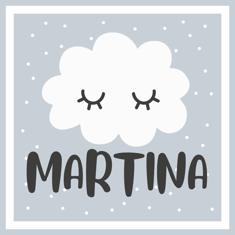 Tapete vinílico para bebés nuvem cinza com nome - TenStickers