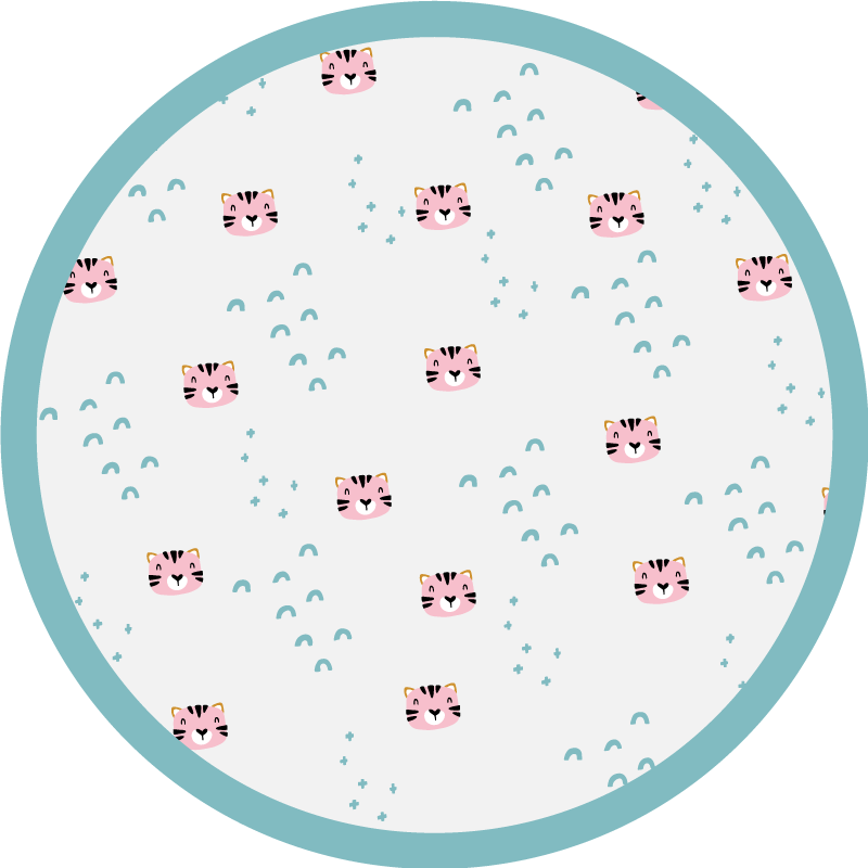 Tapete vinílico criança arco-íris azuis e gatos rosa - TenStickers