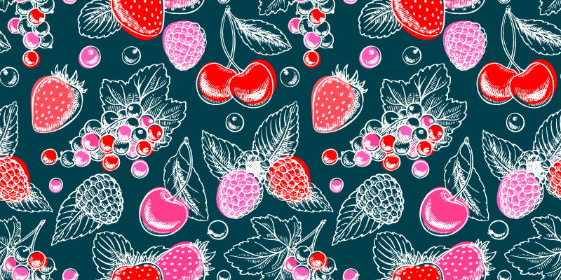 Tapete vinílico cozinha ilustração de conjunto de frutas - TenStickers