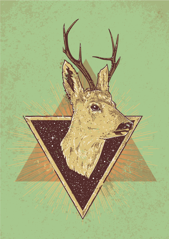 Tapete vinílico de animais cabeça de veado estilizada - TenStickers