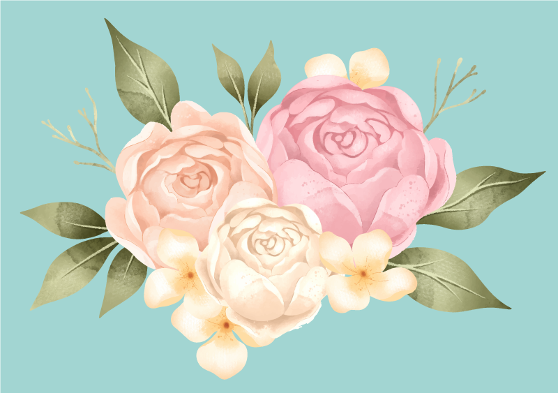 Peônia realista tapete floral com cabeça de flor - TenStickers