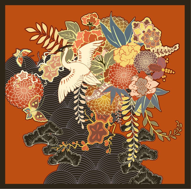 Tapete vinílico flores e plantas elemento botânico elaborado - TenStickers