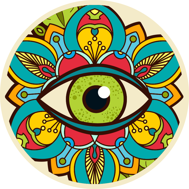 Tapete vinílico de mandala padrão de olhos coloridos - TenStickers