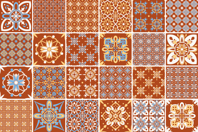 Tapete vinílico azulejos mosaico laranja - TenStickers