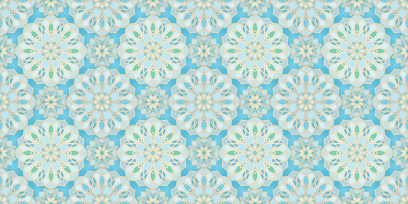 Tapete vinílico de mandala elementos intrincados em azul - TenStickers