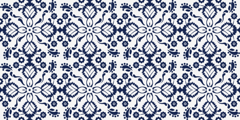 Tapete vinílico azulejos design floral azul e branco - TenStickers