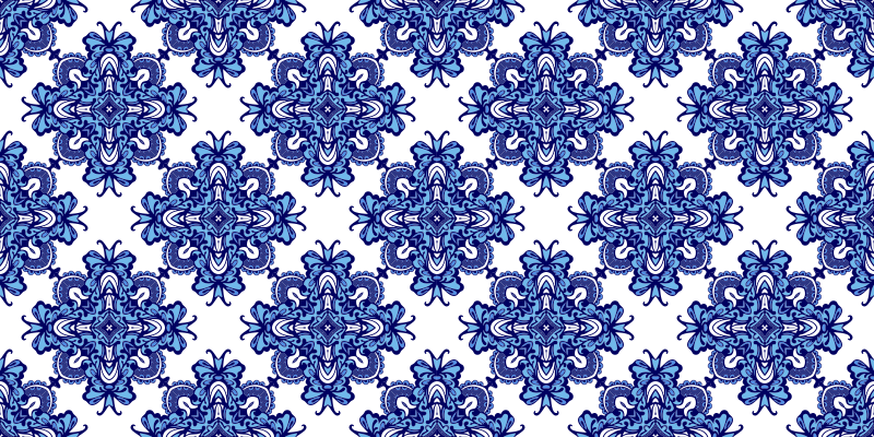 Tapete vinílico mosaico motivo azul intrincado - TenStickers