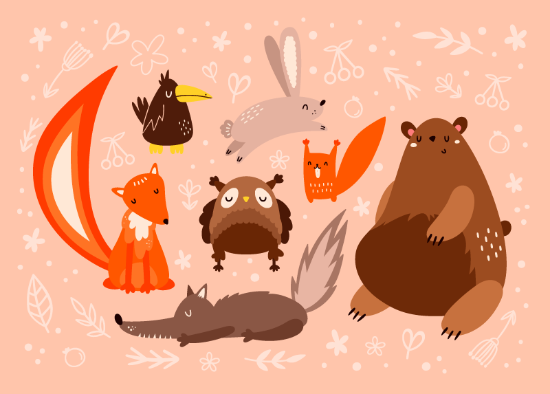 Tapete vinílico para bebés companheiros animais adoráveis - TenStickers