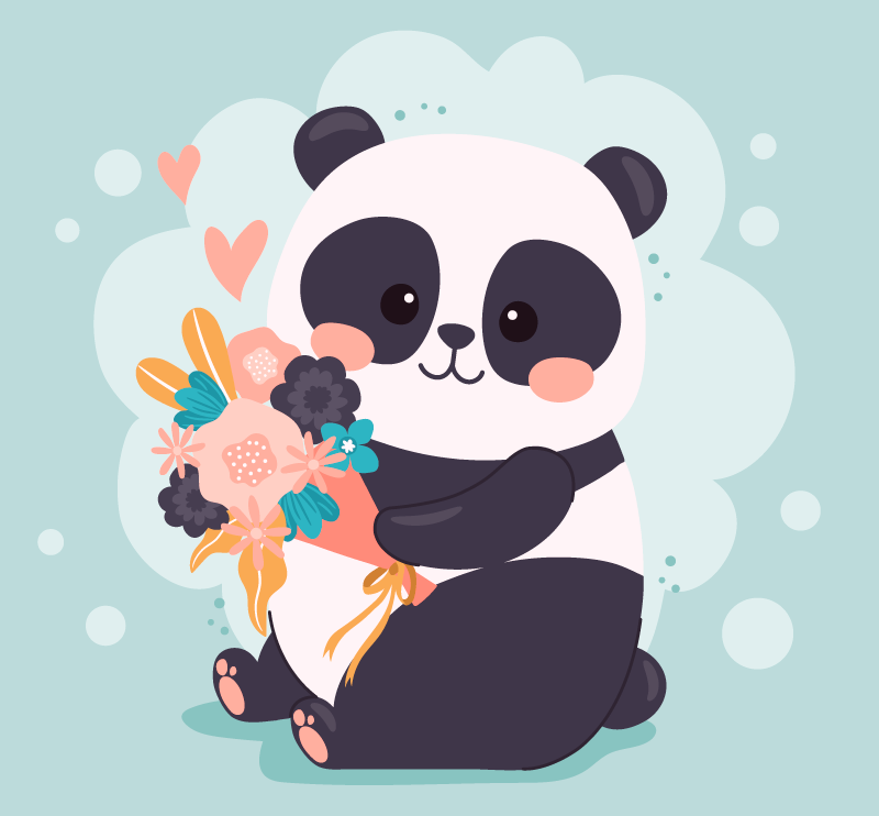 Tapete de animal com cara de panda feliz - TenStickers