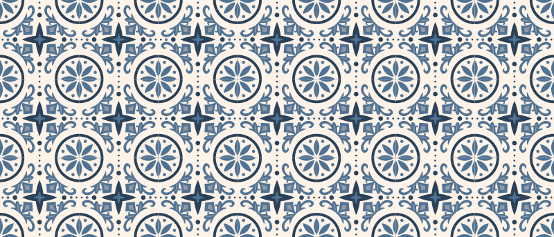 Tapete vinílico azulejos padrão náutico azul - TenStickers