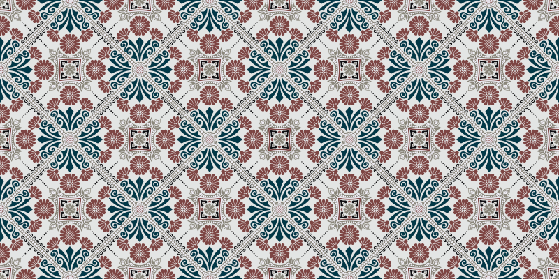 Tapete vinílico azulejos arranjo botânico - TenStickers