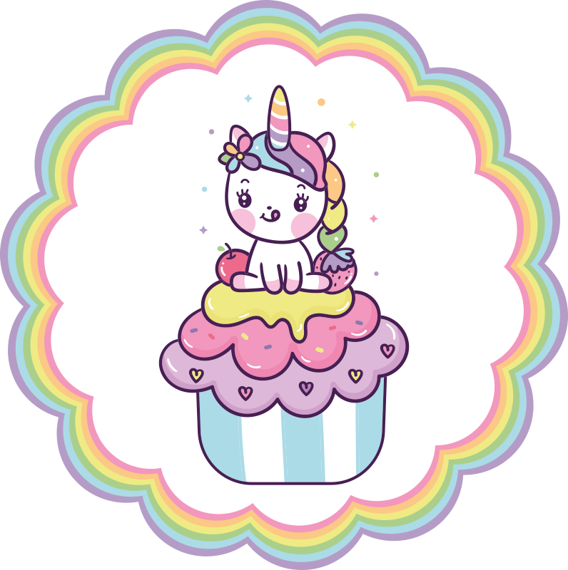tapete de vinil Unicórnio em um grande cupcake - TenStickers