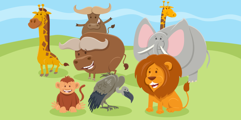 Animal colorido para crianças tapete de vinil com estampa de anim - TenStickers