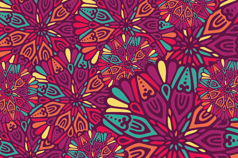 Tapete vinílico de mandala motivo roxo vibrante - TenStickers