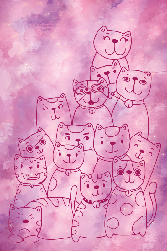 tapete de vinil juvenil galaxy miau - TenStickers