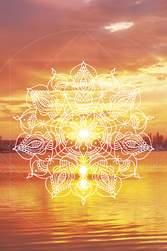Tapete vinílico de mandala design laranja brilhante - TenStickers