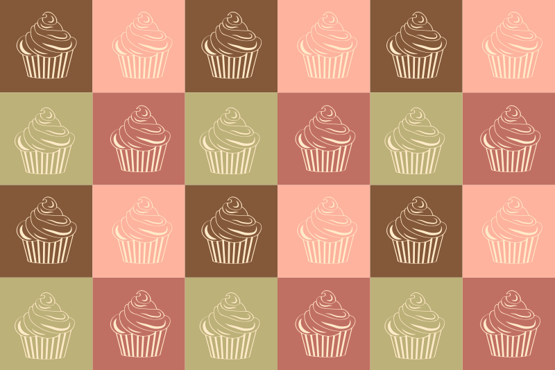 Tapete vinílico criança jogo de padrões de cupcake - TenStickers